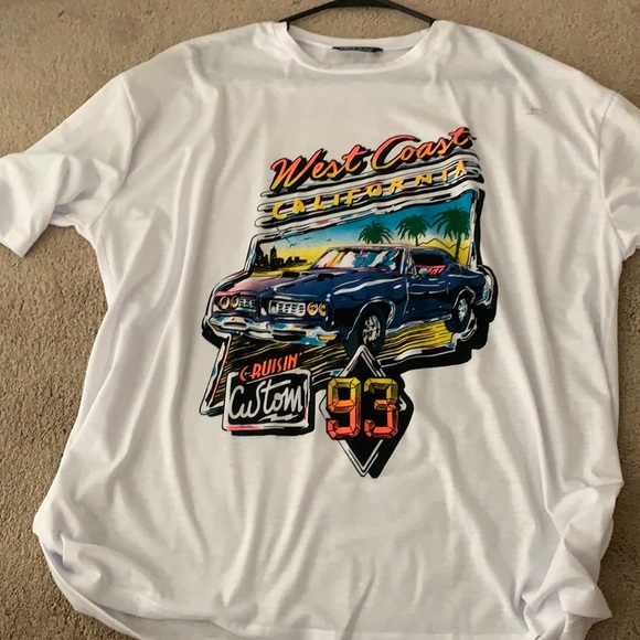 Car And Slogan Graphic Drop Shoulder 